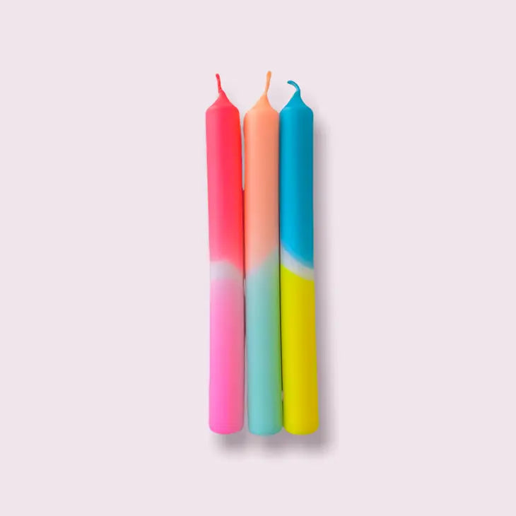Dip Dye Neon Dinner Candles | Assorted Colors