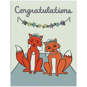 Congratulations bride and bride fox greeting card