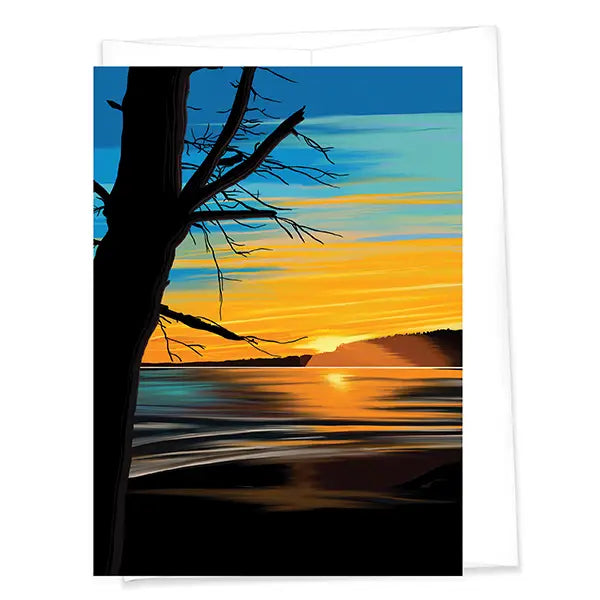 lake sunset blank greeting card