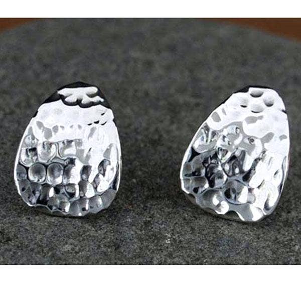 silver flower petal earrings