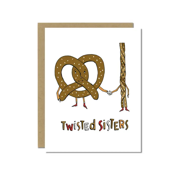 Twisted sister pretzels greeting card