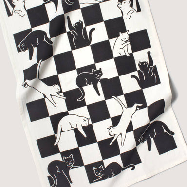 Checkered Cat tea towel