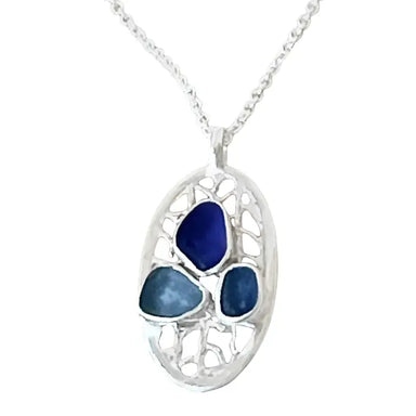 blue sea glass pendant