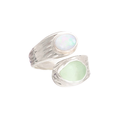 opal sea glass ring