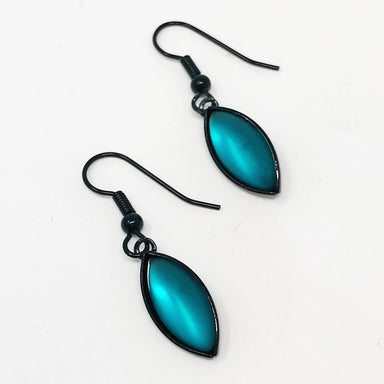 aqua oval drop glass beaded earrings