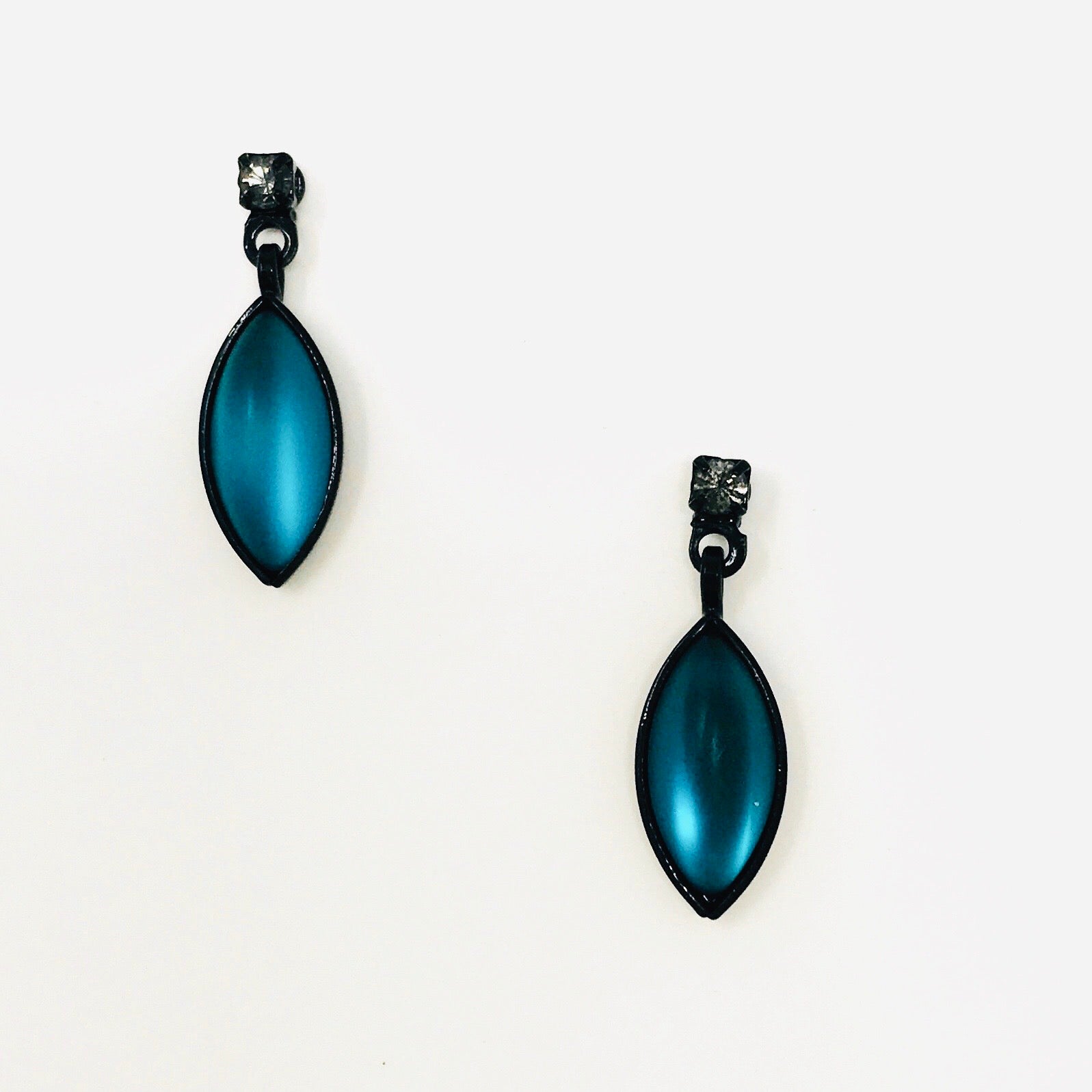 aqua glass beaded drop earrings
