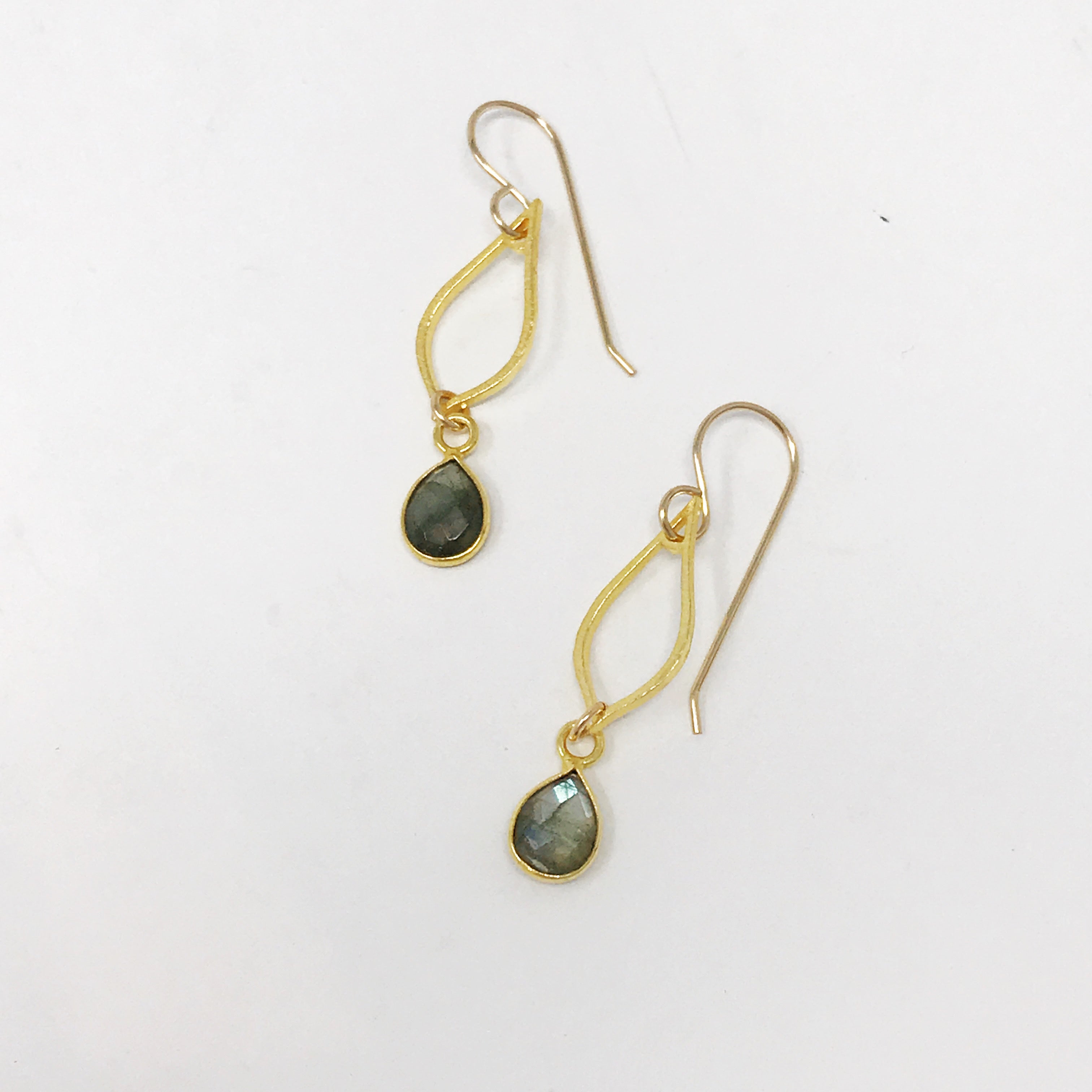 Labradorite gold drop earrings