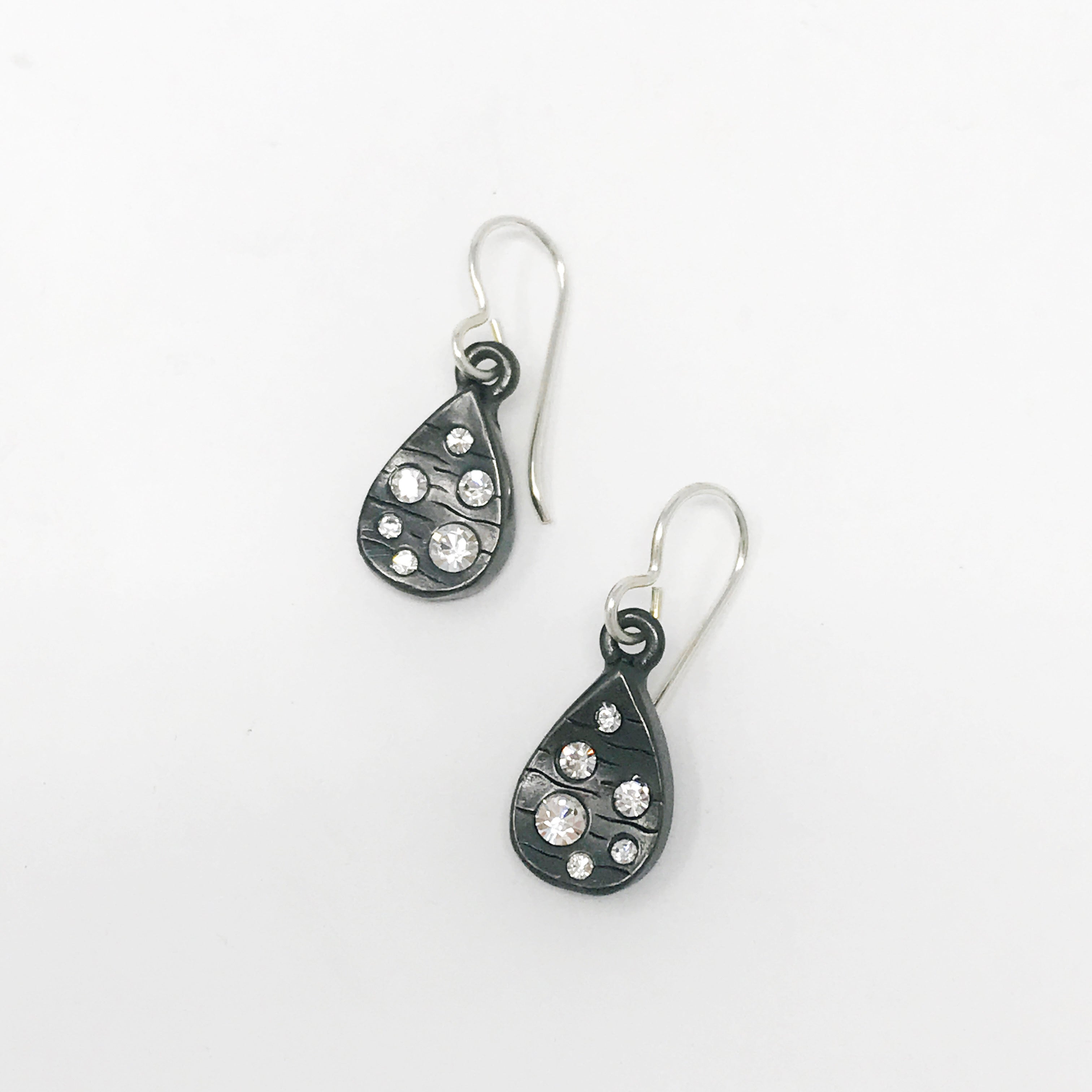 silver drop earrings with stones