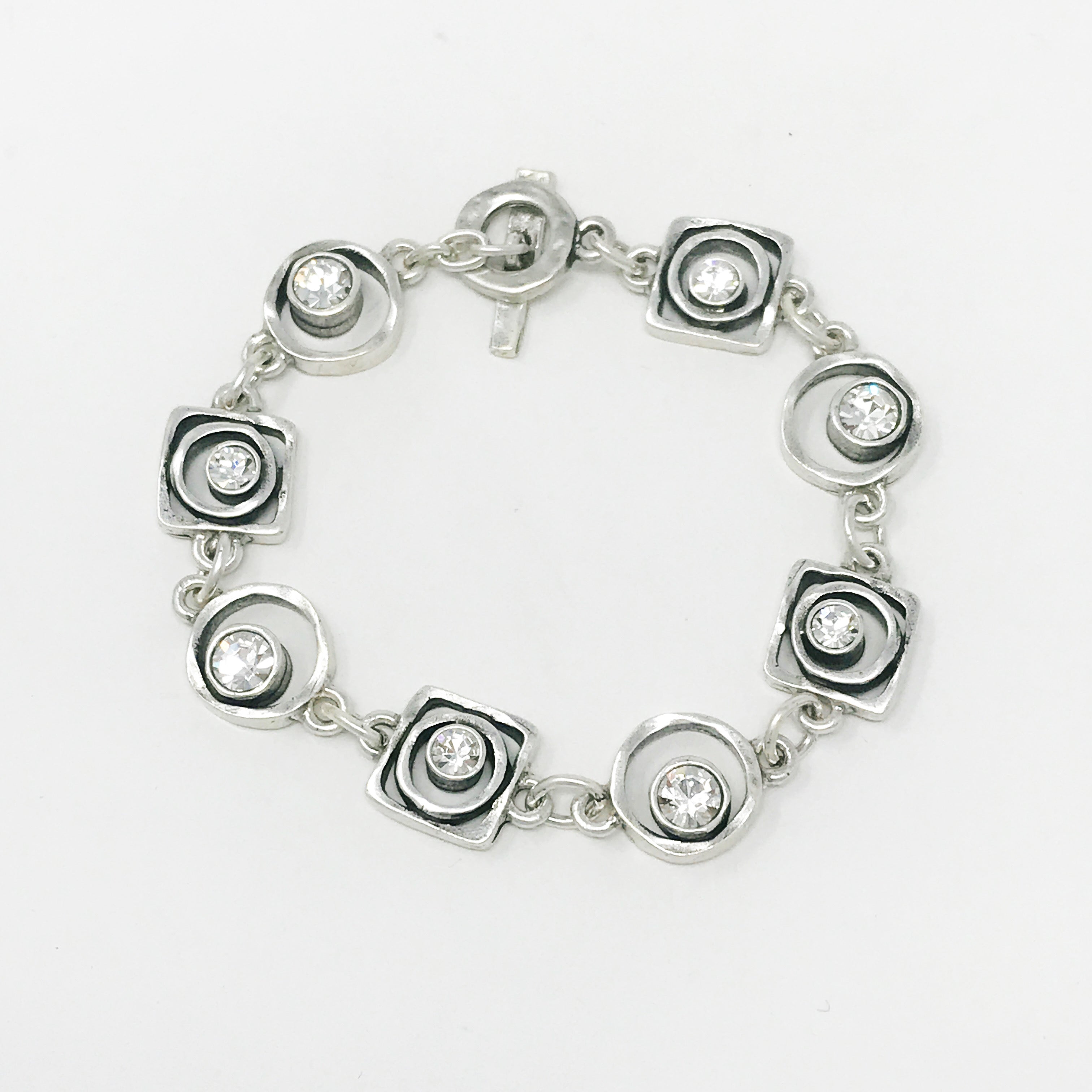 silver bracelet with stones