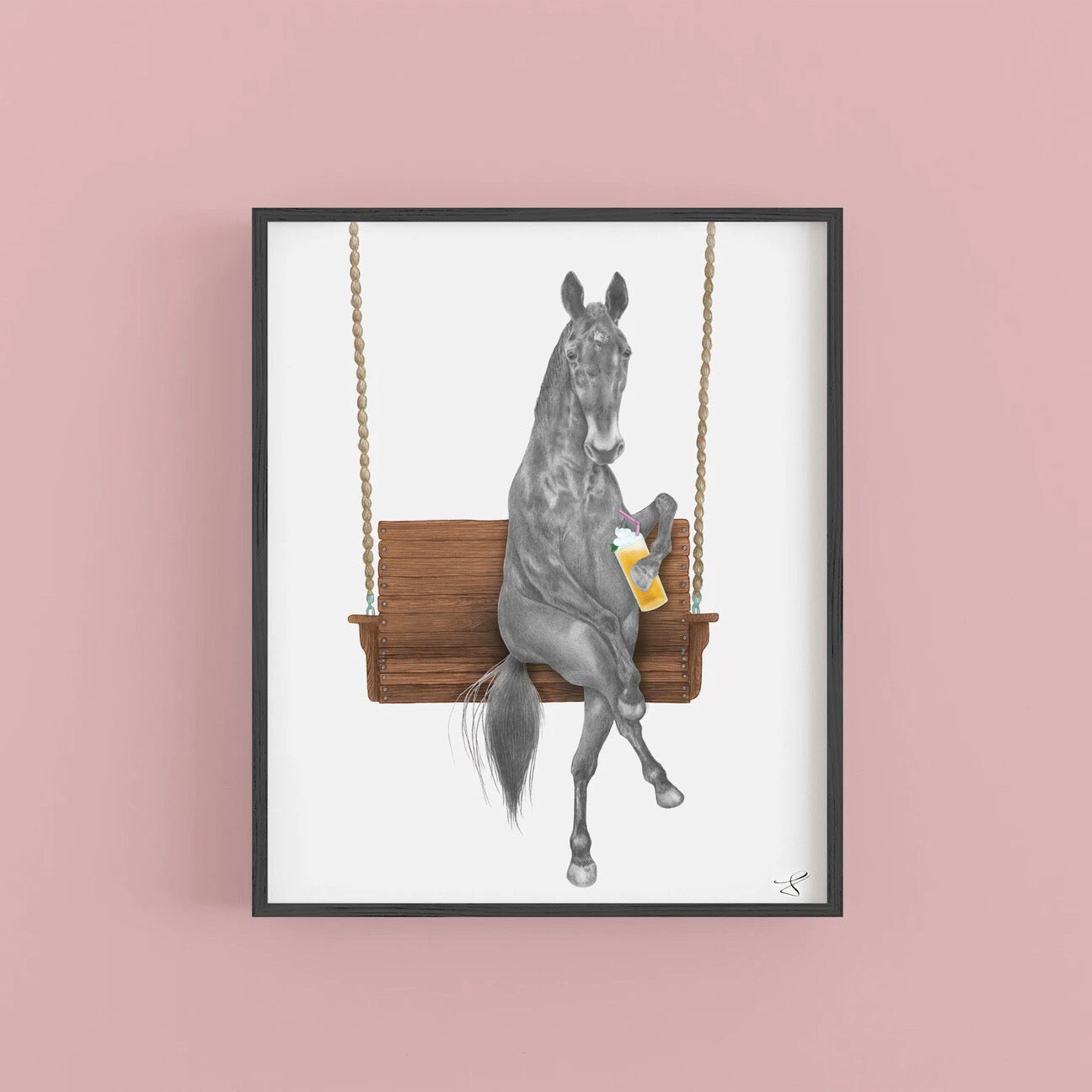 framed horse art print