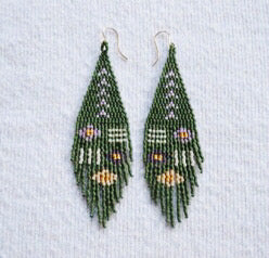 green beaded earrings