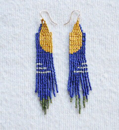 blue long beaded earrings
