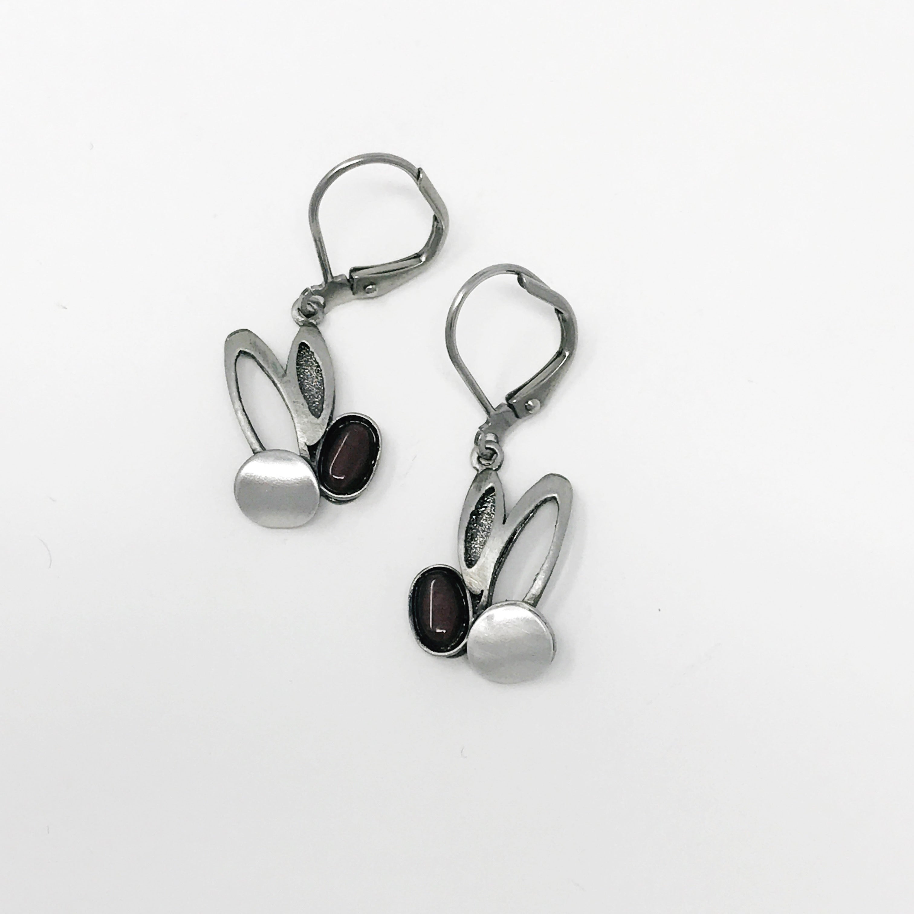 purple glass stone earrings