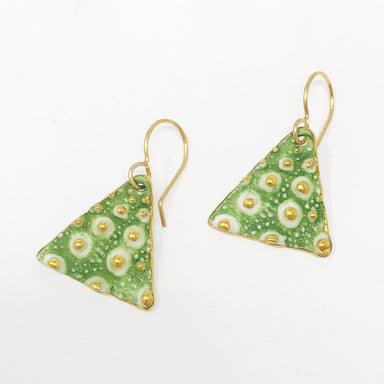 green  triangle urchin earrings