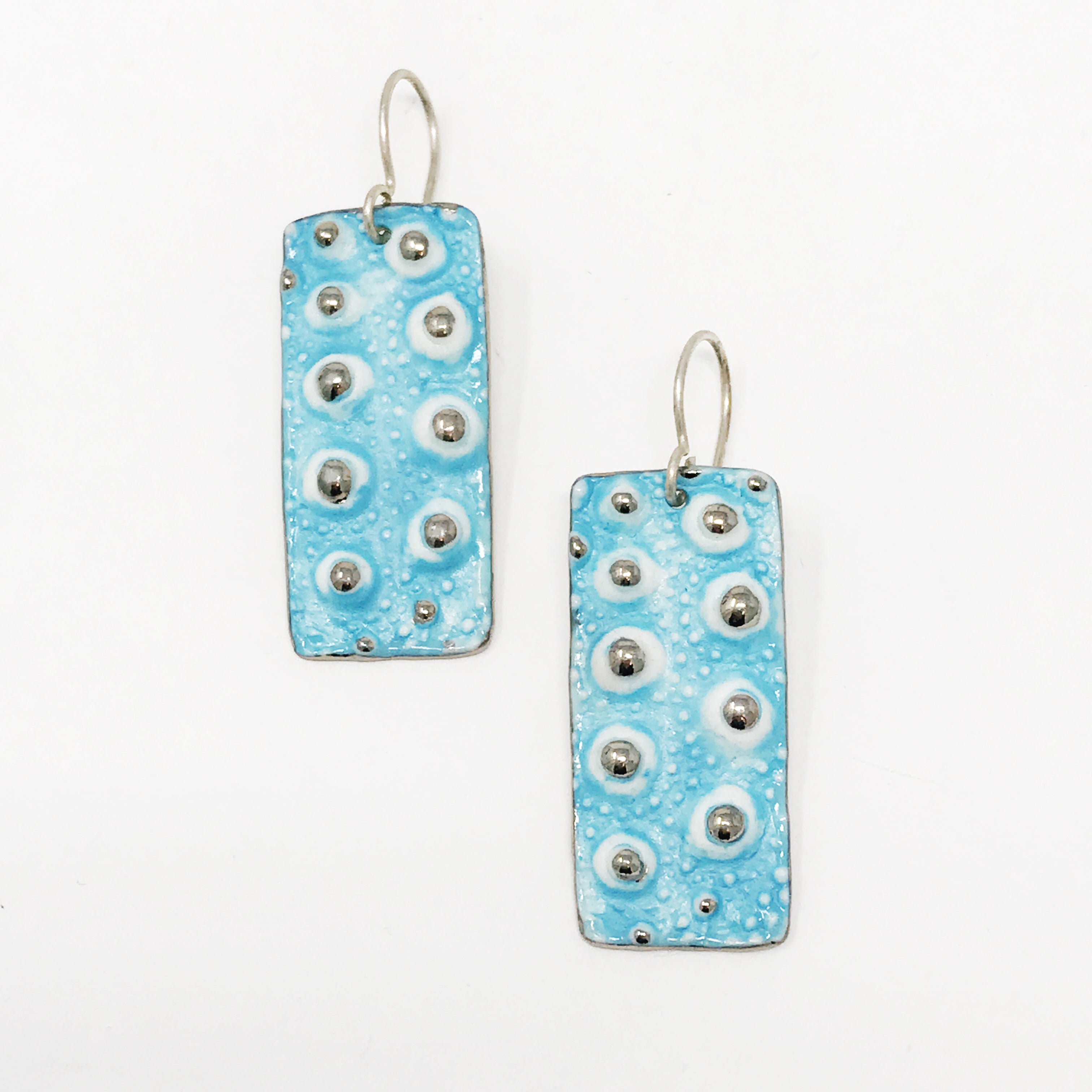 blue rectangle urchin earrings