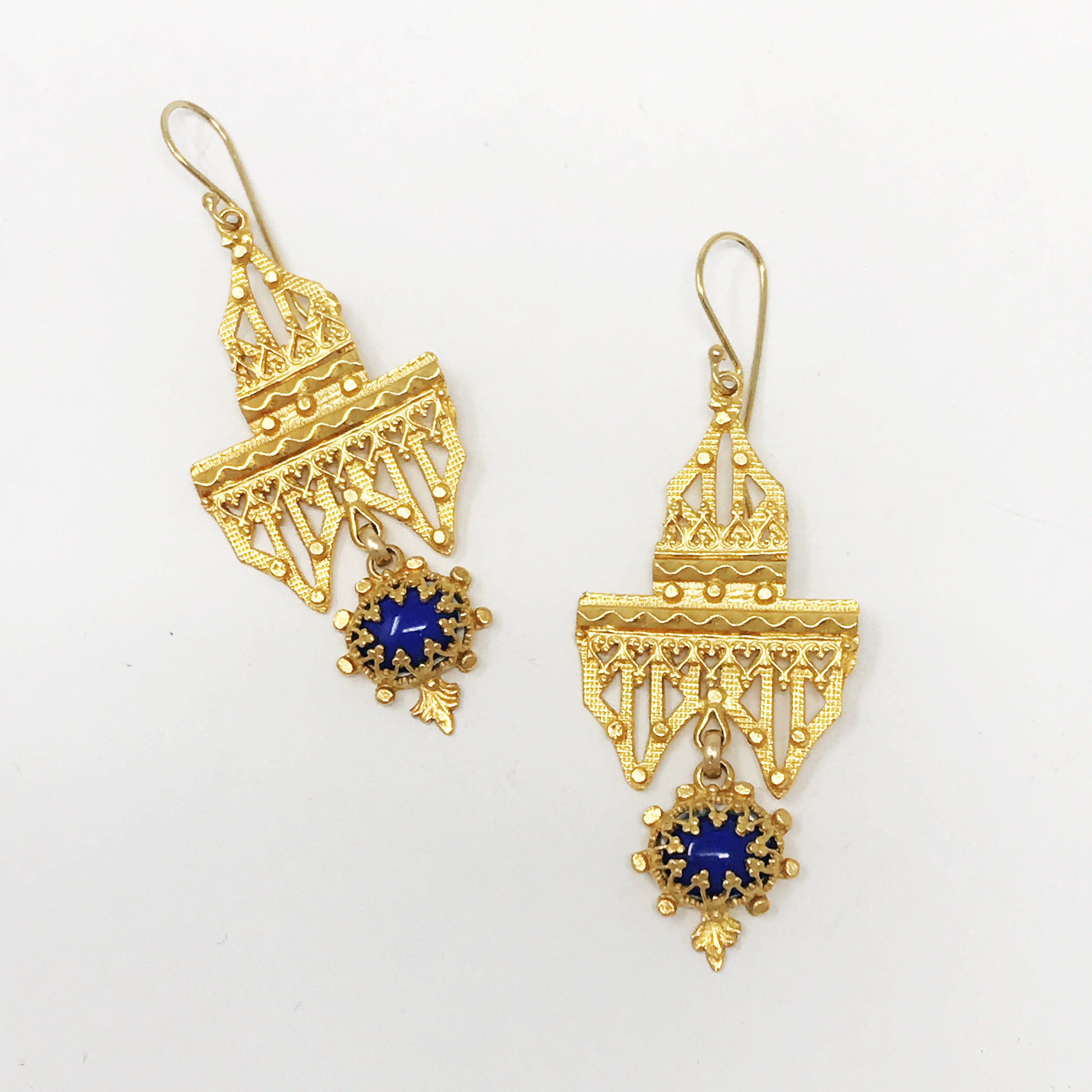 gold Vermeil earrings with blue gemstone