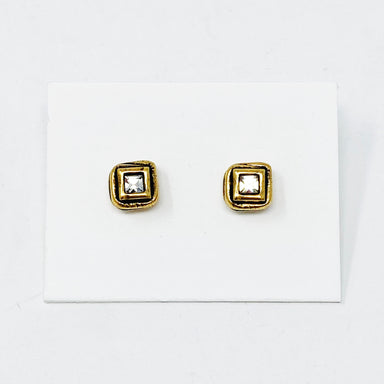 gold square post earrings