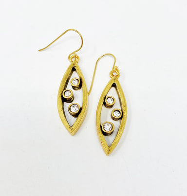 gold leaf earrings with stones