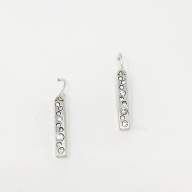 silver rectangle earrings with stones