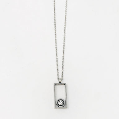 silver rectangle pendant necklace