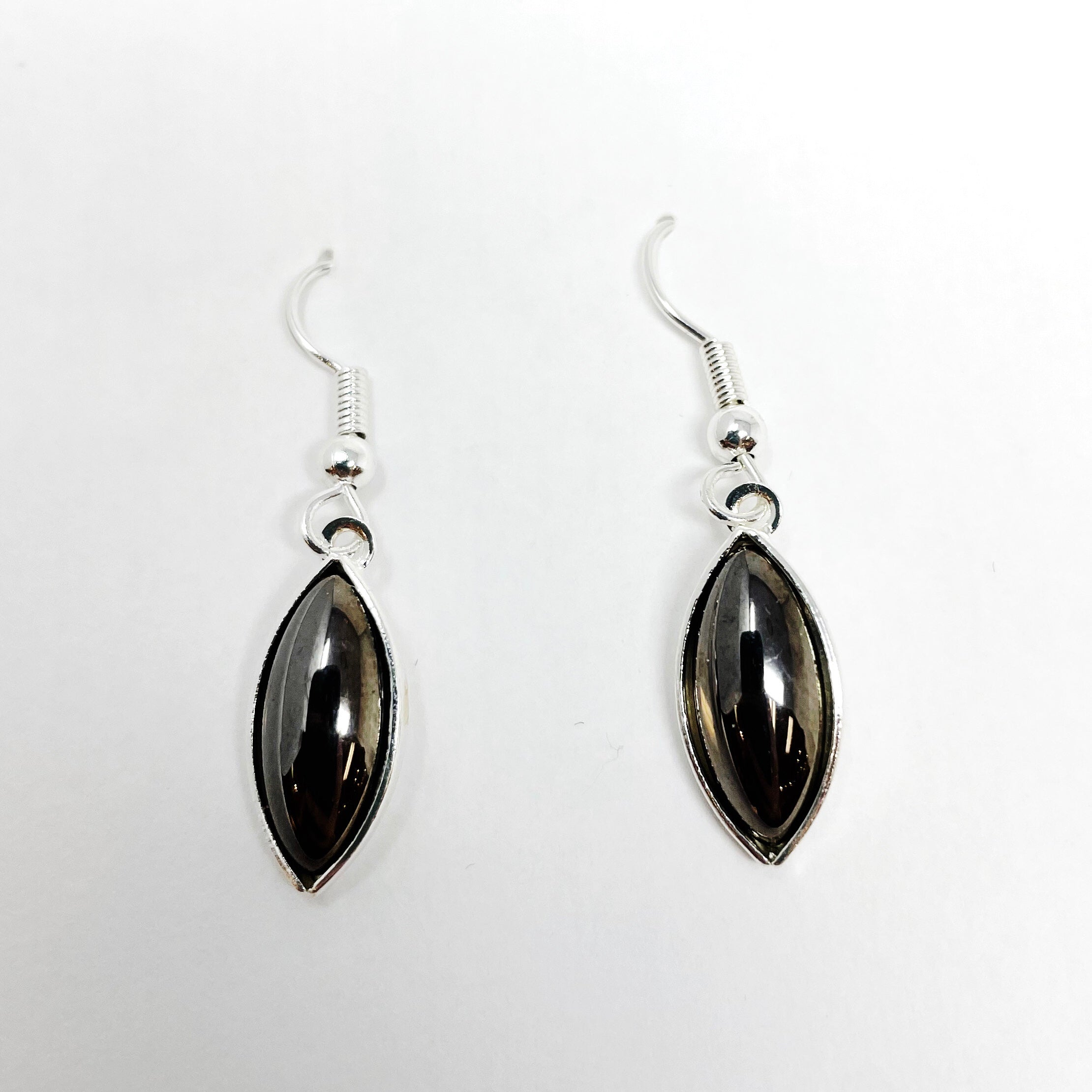 cobalt oval drop glass beaded earrings