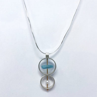 pearl and sea glass pendant necklace