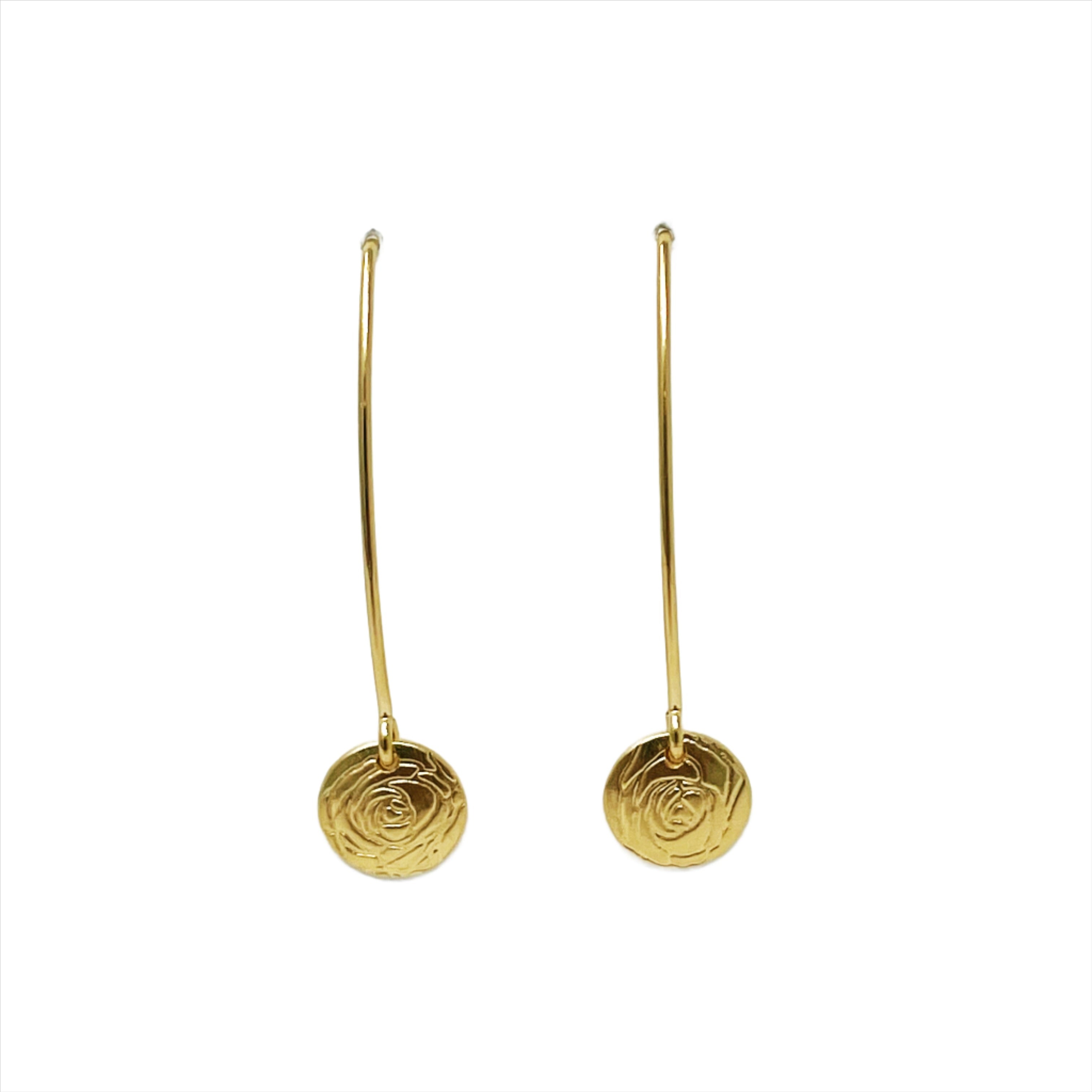 gold rose earrings