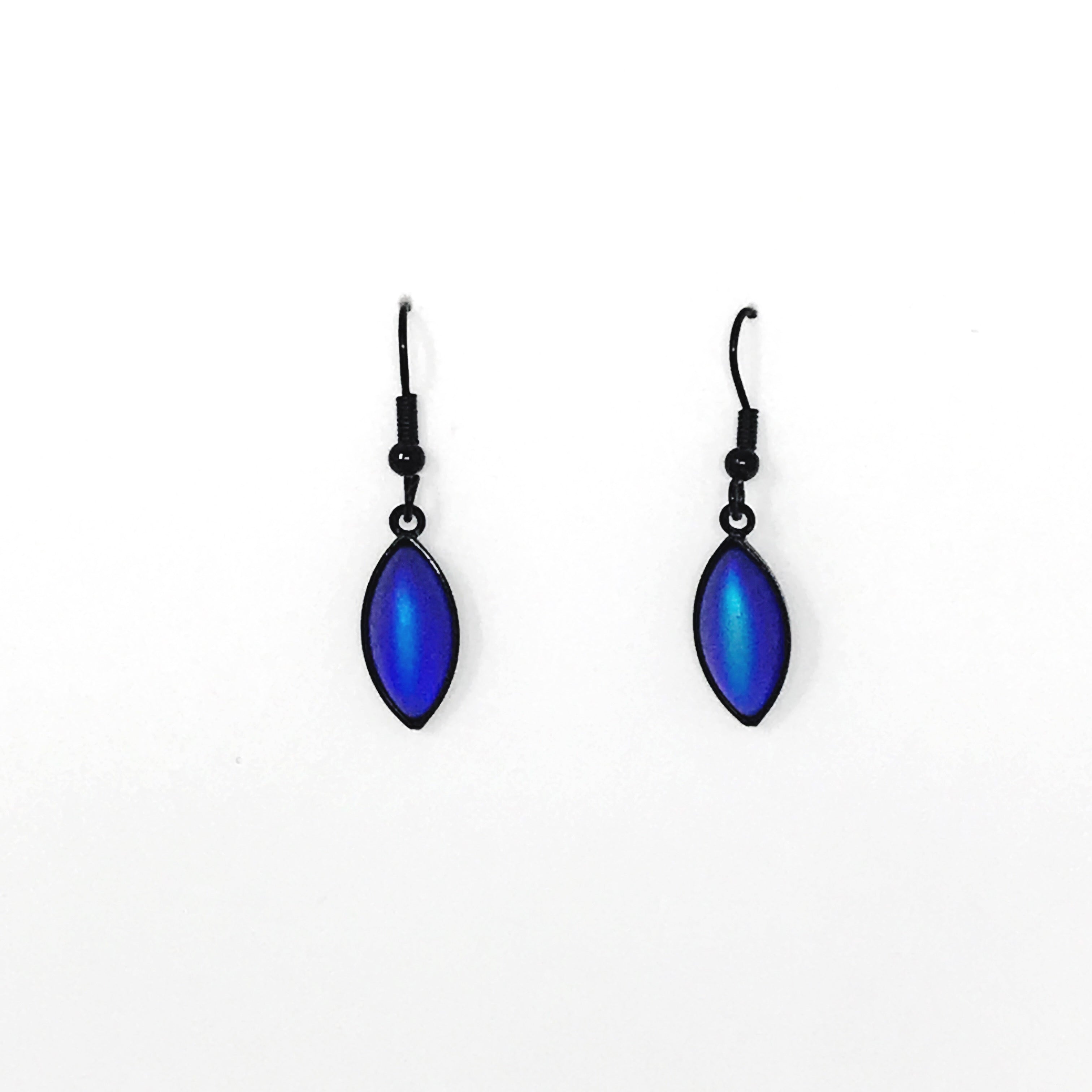 blue oval drop glass beaded earrings