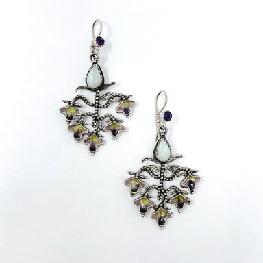 opal silver earrings