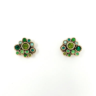 green crystal clustered earrings