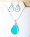 aqua sea glass jewelry set
