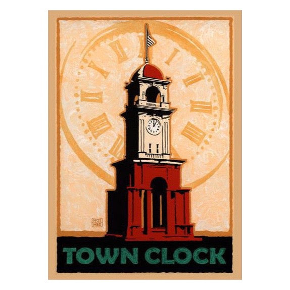 town clock postcard