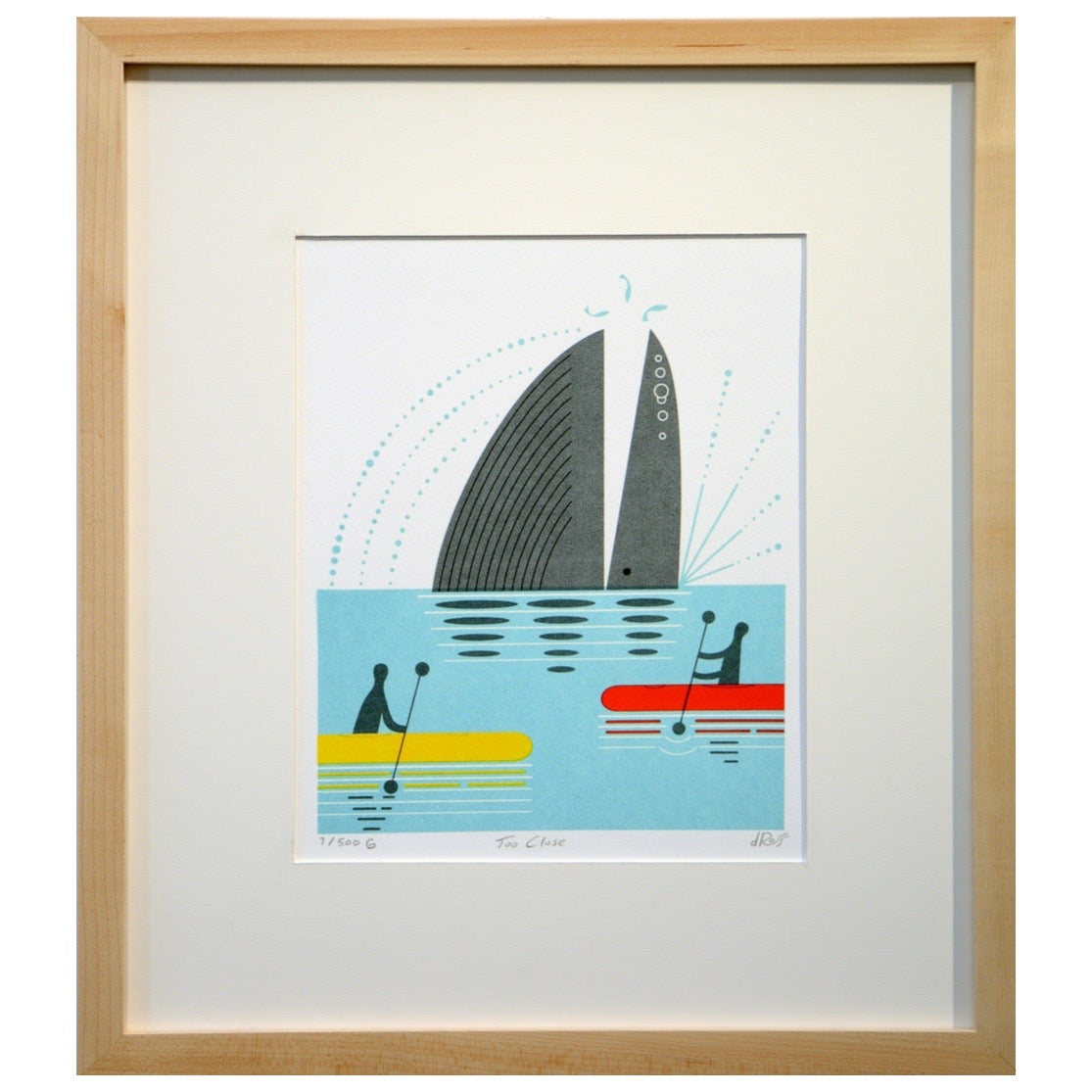 framed whale art print