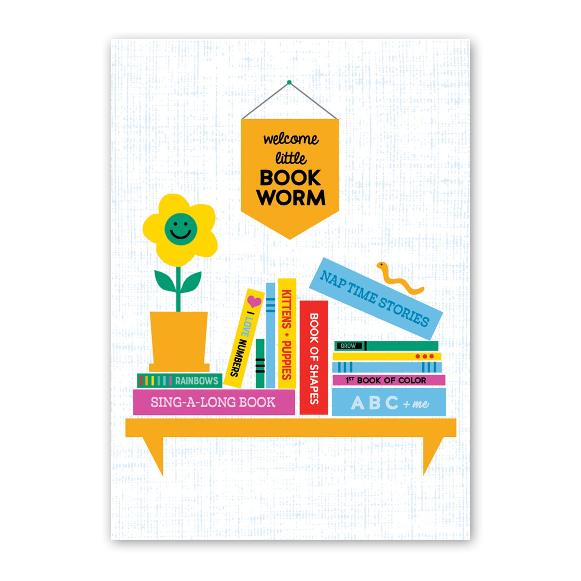 welcome little book worm greeting card