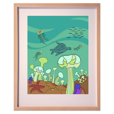 sea life art print framed