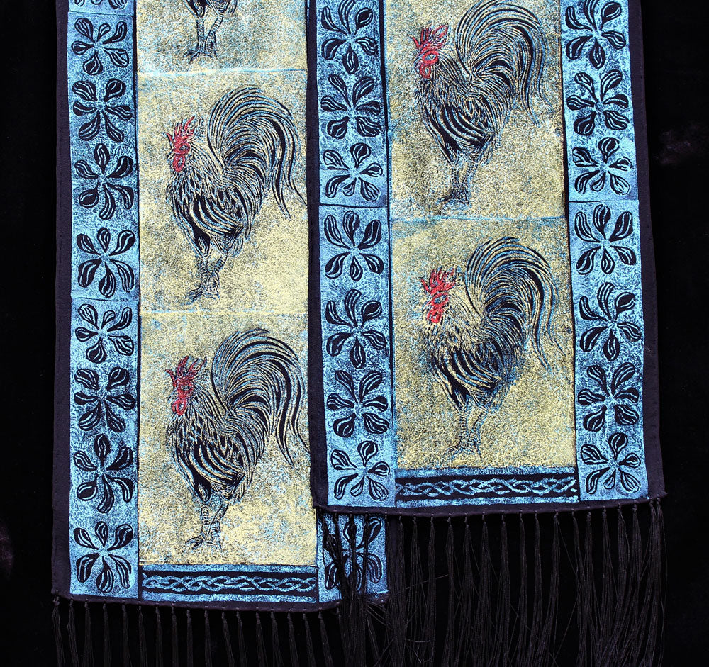 rooster silk scarf