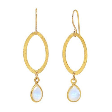oval moonstone drop earrings