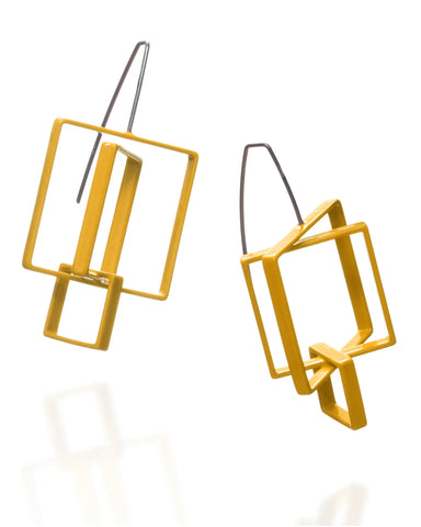 yellow square earrings