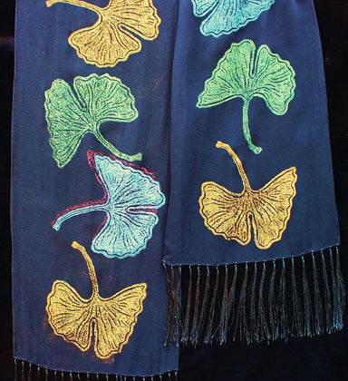 Ginkgo silk scarf