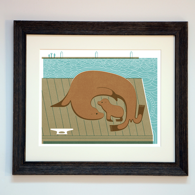 framed sea lion art print