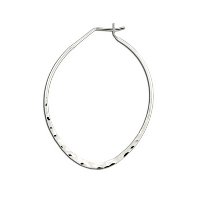 silver Hammered Oval Hoop Earrings