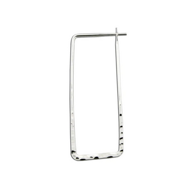 silver Hammered Rectangle Hoop Earring