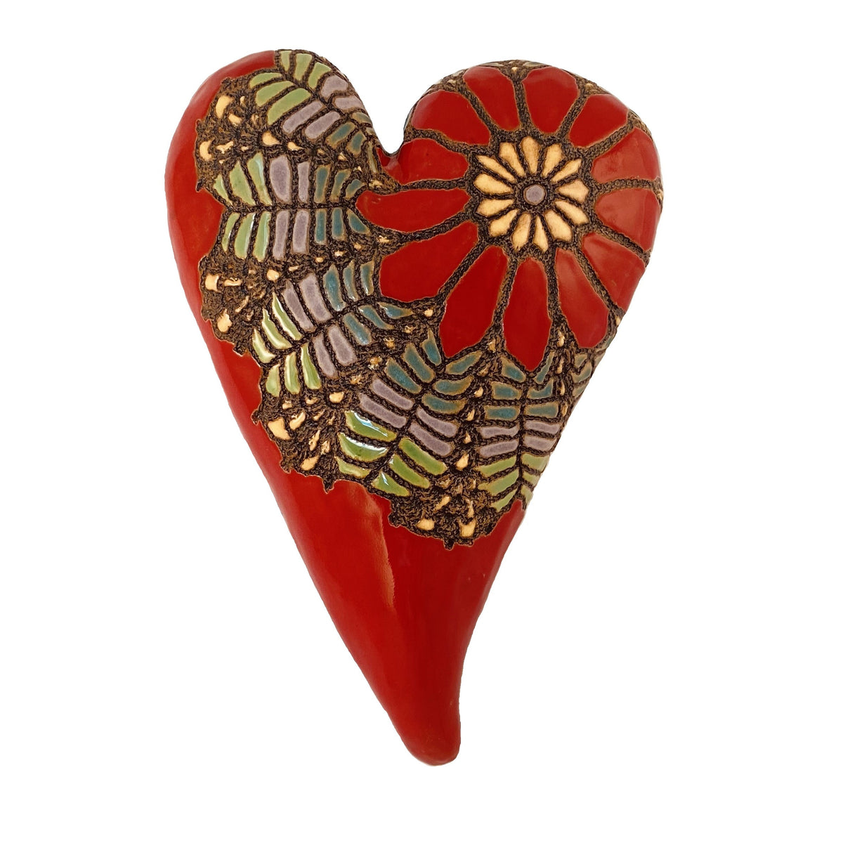 Red Double Heart ceramic ( 2.9 x 3.2 sold x 1.8) small inside large Red Hearts Playful Herts