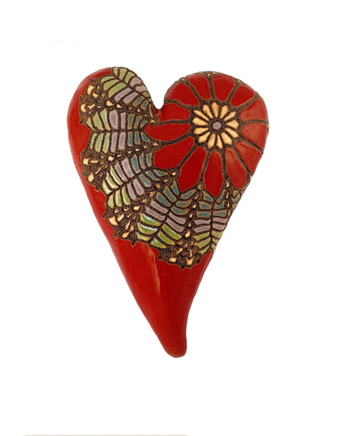 large red ceramic heart