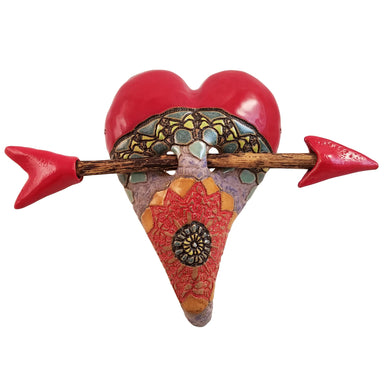 ceramic heart with wood arrow