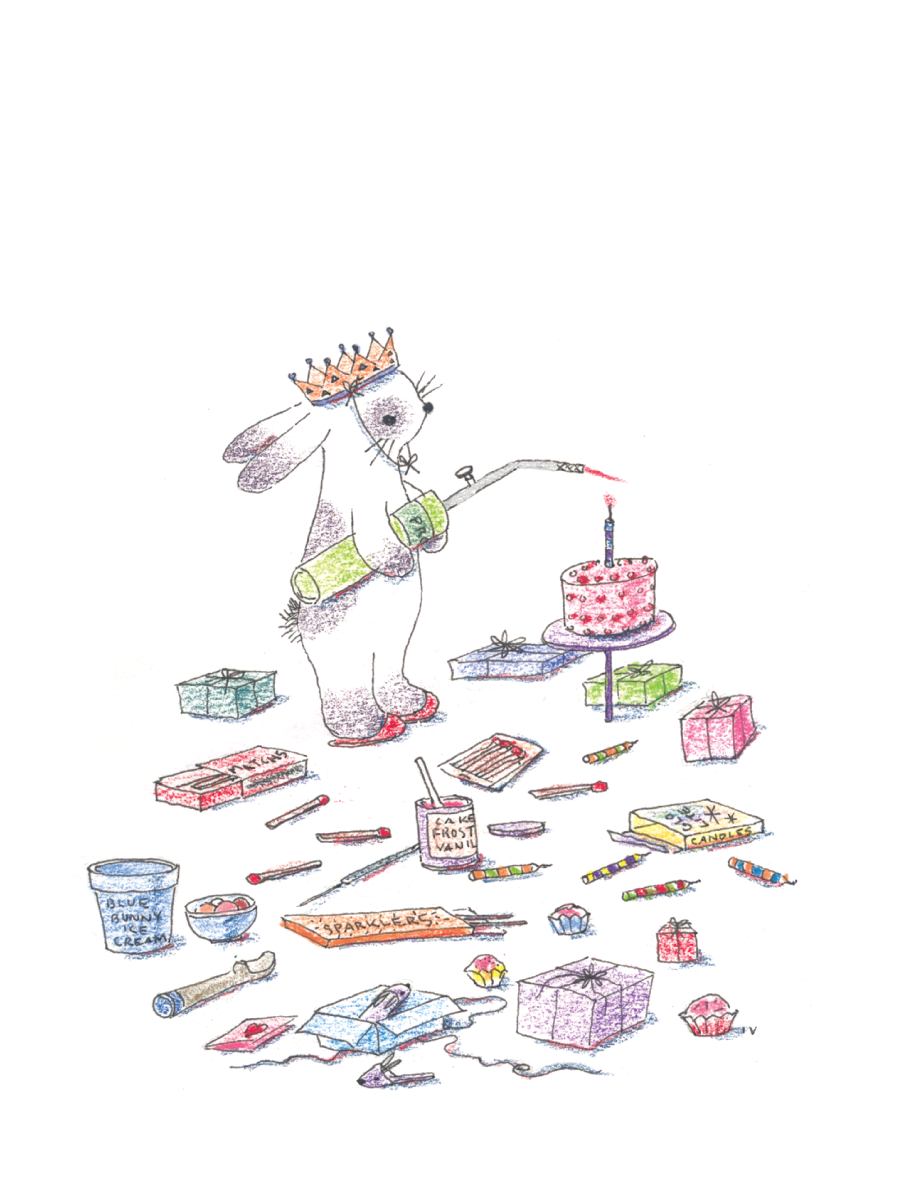 Bunny birthday cake greeting card