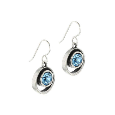 blue swarovski crystal silver earrings