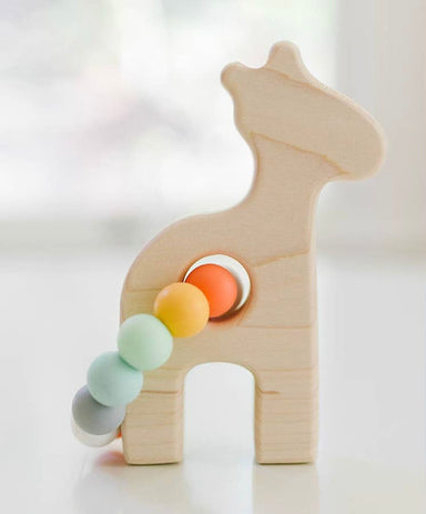 wooden and silicon baby teether
