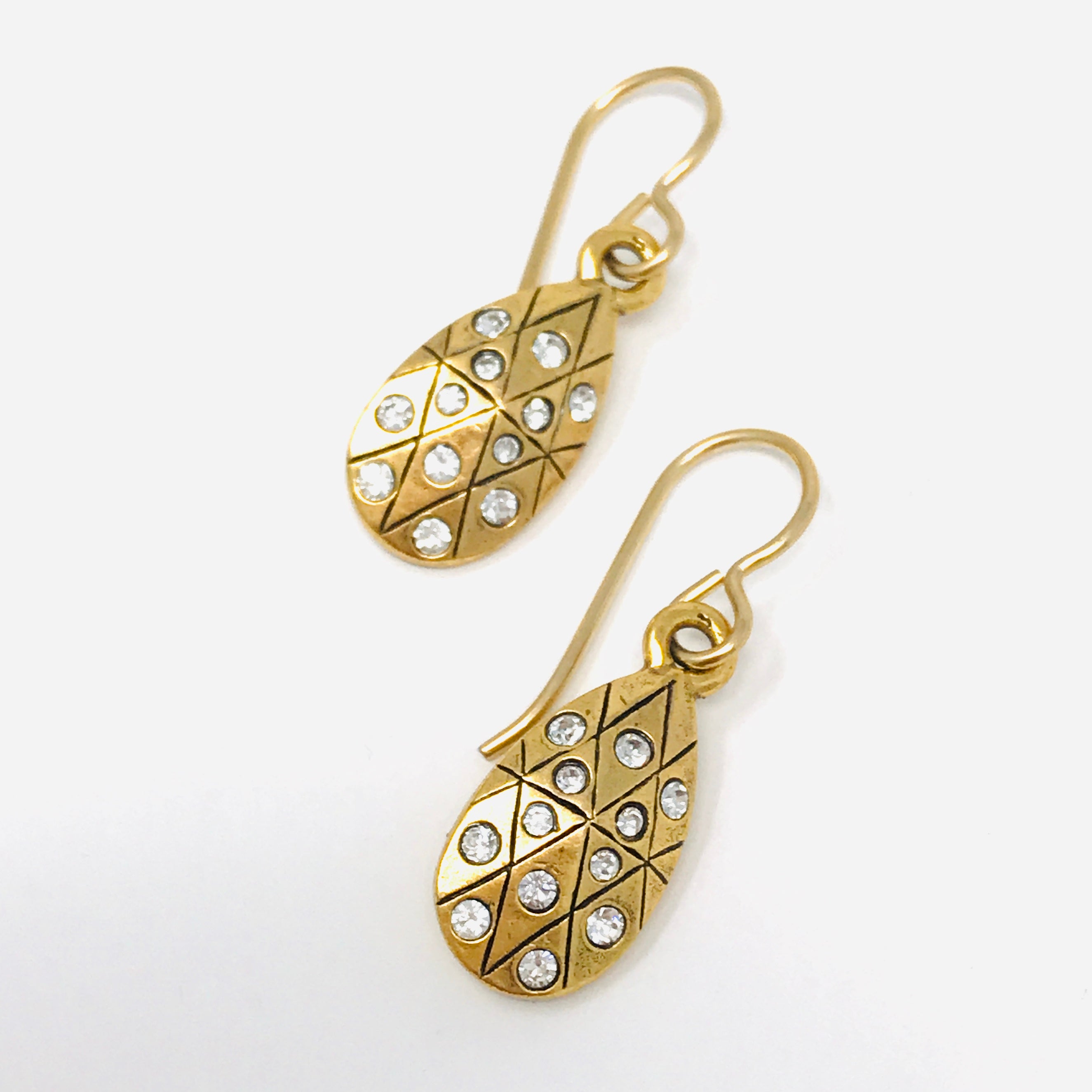 gold pendant earrings with stones