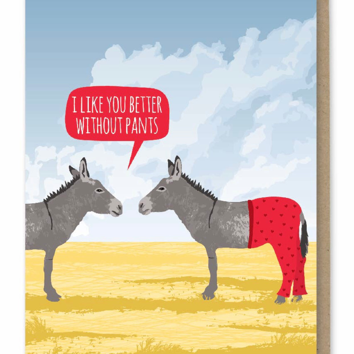 i like you better without pants greeting card